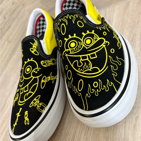 Vans Spongebob Squarepants Gigliotti Slip On Black Suede Size Men 10.5 RARE - Picture 11 of 16